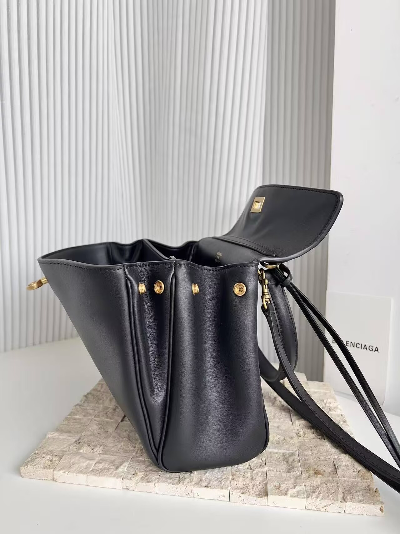 Balenciaga Rodeo Handbag Large smooth calfskin 795459 black gold-tone