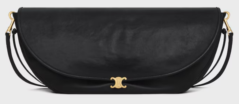 CELINE HALFMOON SOFT TRIOMPHE BAG IN SUPPLE SHINY LAMBSKIN 124142 black