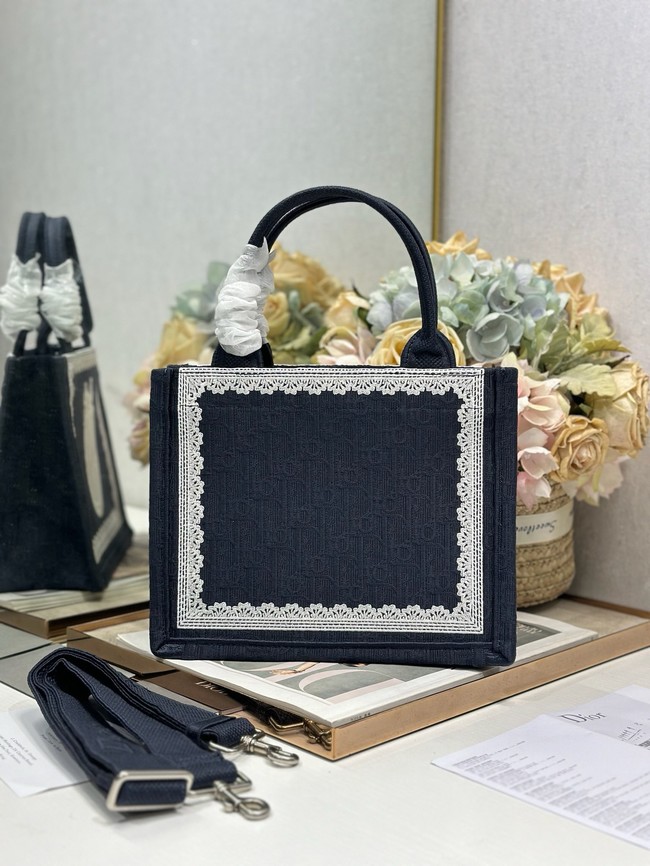 Small Dior Book Tote with Strap Embroidery M1404PE-2