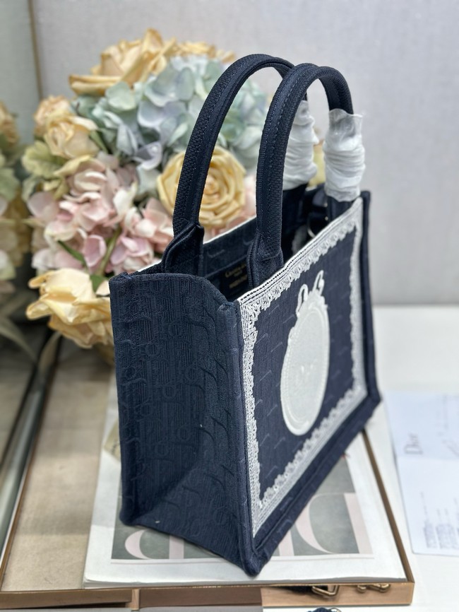 Small Dior Book Tote with Strap Embroidery M1404PE-2