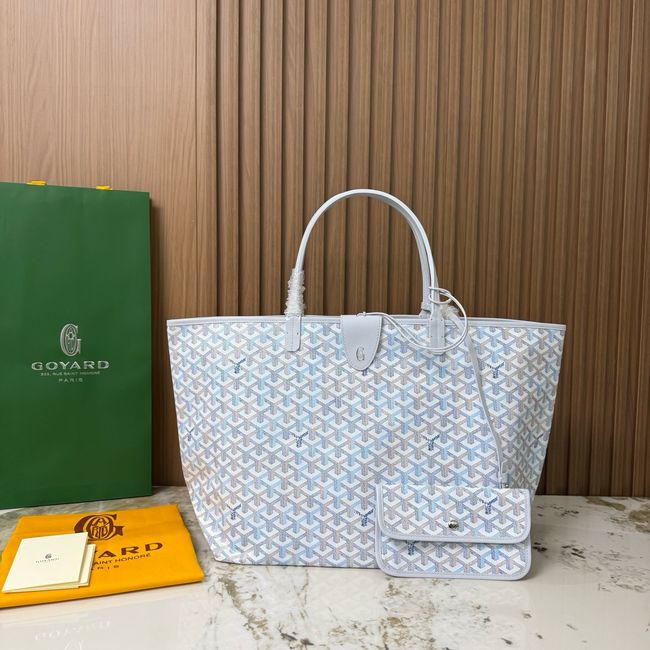 Goyard Goyardine canvas & Chevroches calfskin Large bag CL09P LIGHT BLUE