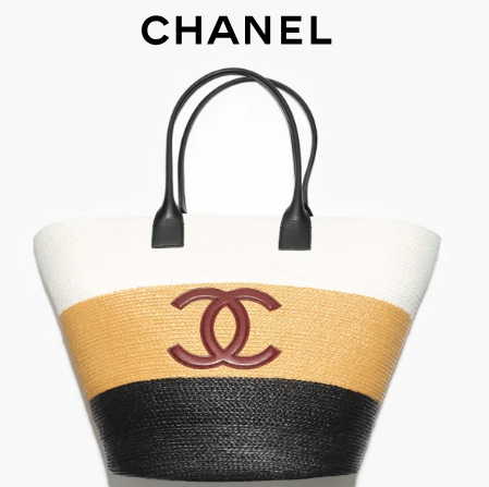 CHANEL Maxi Shopping Bag AS6148 White& Dark Beige & Black