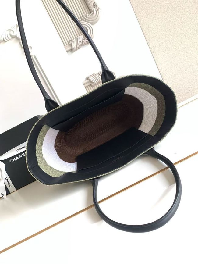 CHANEL Maxi Shopping Bag AS6148 brown& white & gray