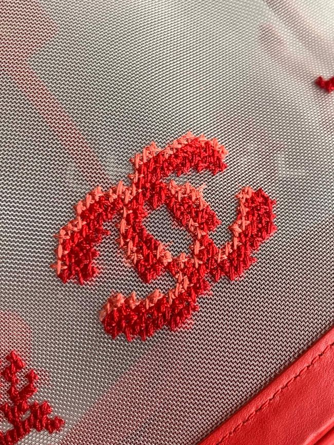 Chanel Large Bucket Bag AS6189 Transparent & red