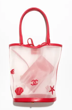 Chanel Large Bucket Bag AS6189 Transparent & red
