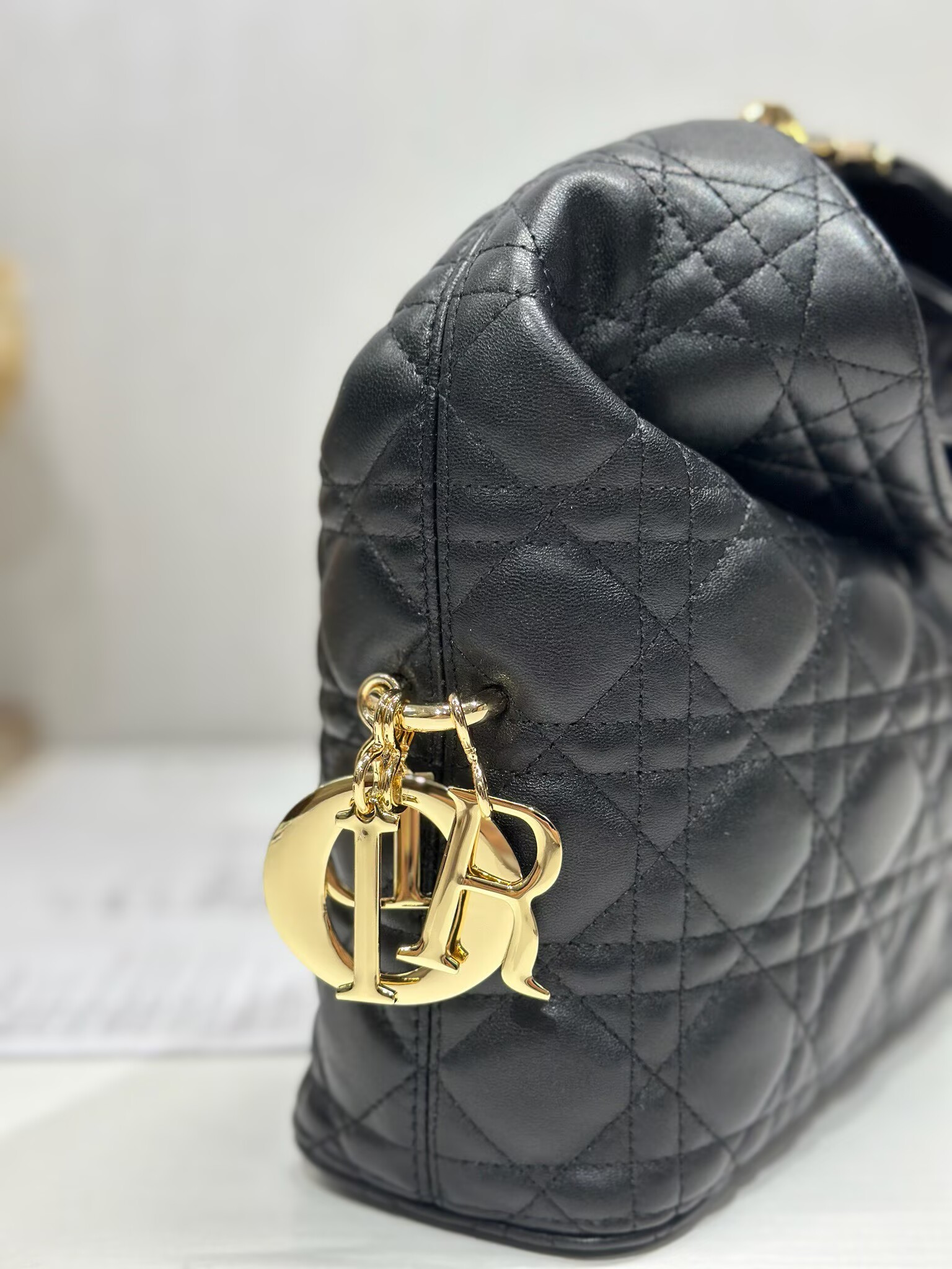 DIOR Original Leather Tote Handbag 1538 Black