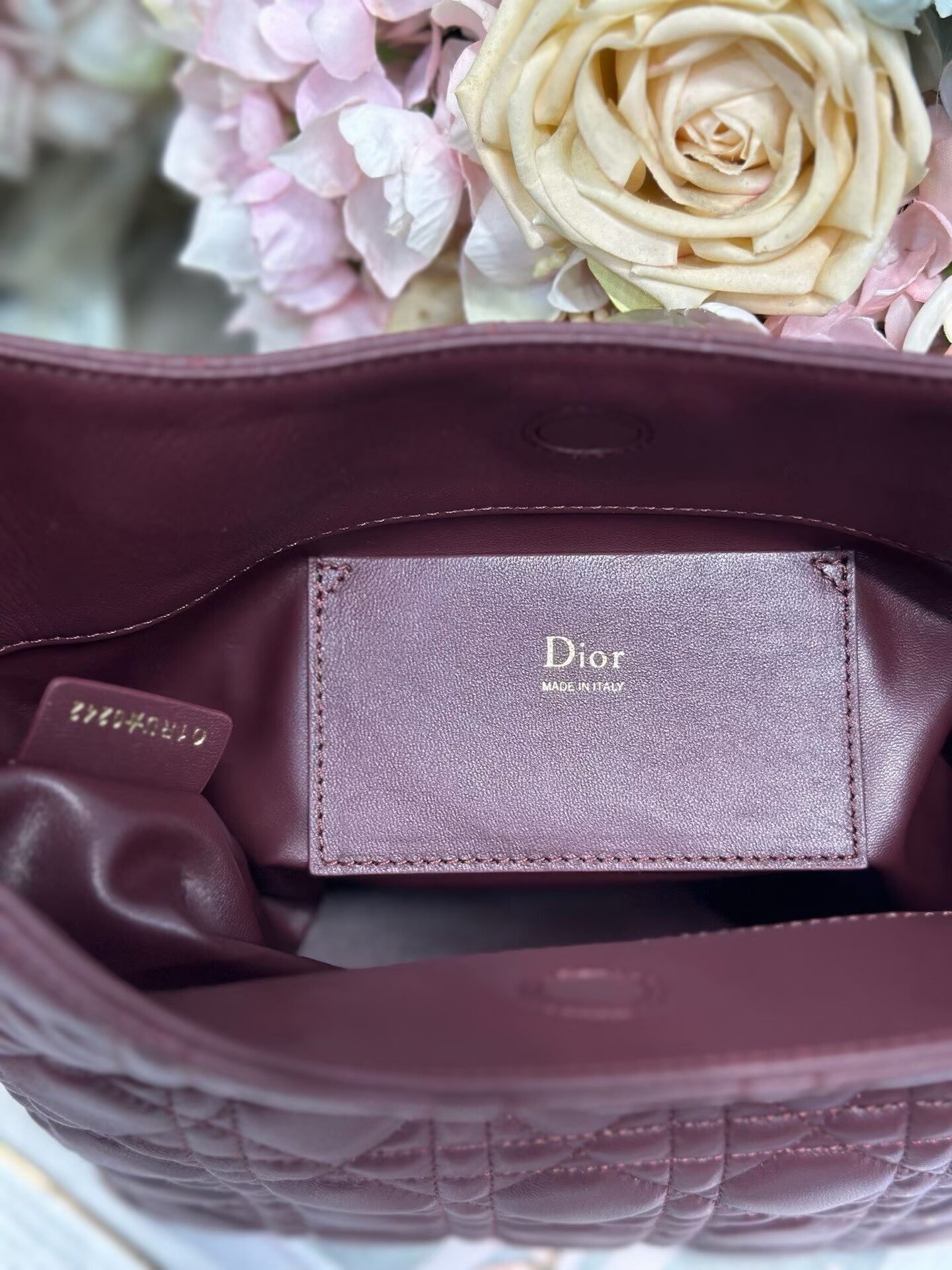 DIOR Original Leather Tote Handbag 1538 Burgundy