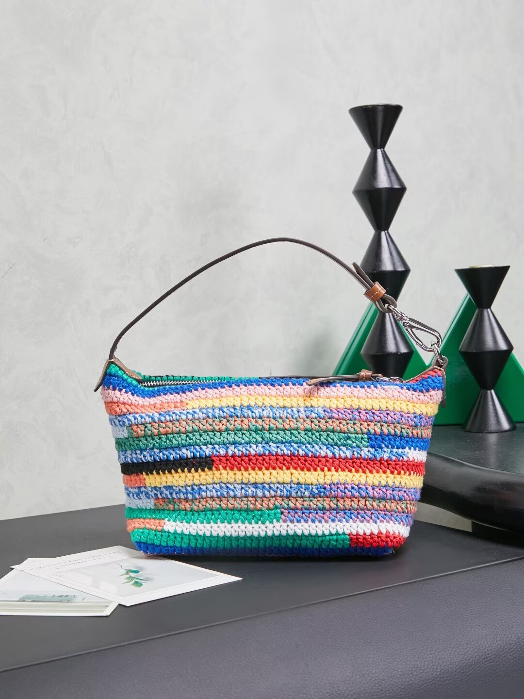 Miumiu Rainbow Weaving Top handle bag 5NE841 Rainbow Fabric