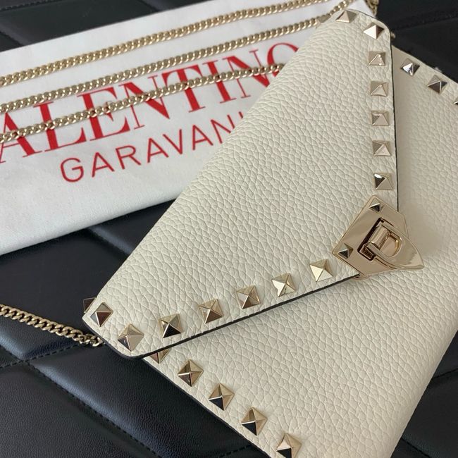 VALENTINO ROCKSTUD Small Calfskin Handbag VA088 white