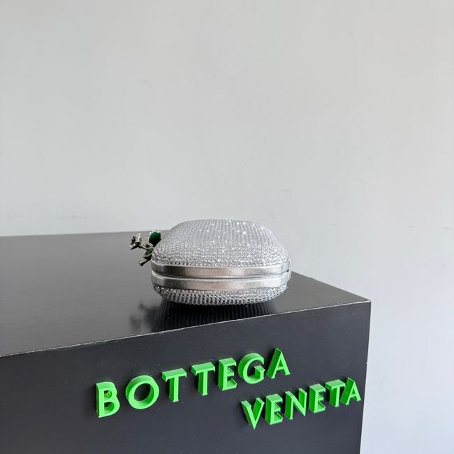Bottega Veneta Soft Knot Clutch Crystal 866062V Silver