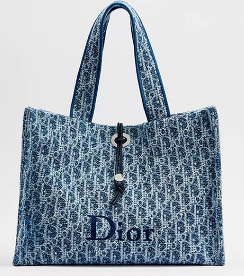 Dioriviera Medium Spongy Book Tote Blue Spongy Dior Oblique Fabric M1461PD