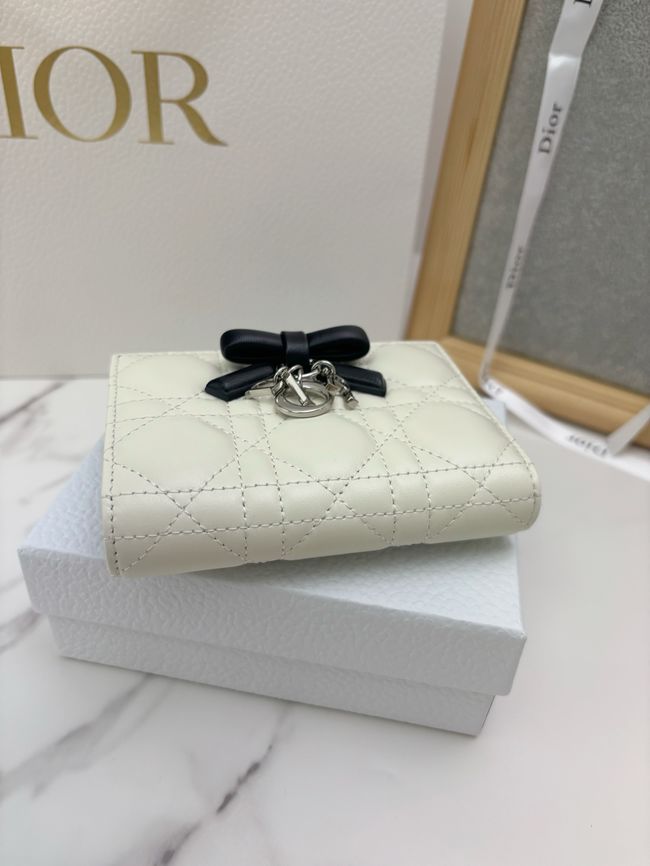Lady Dior Dahlia Wallet Craie Cannage Lambskin S2065-4