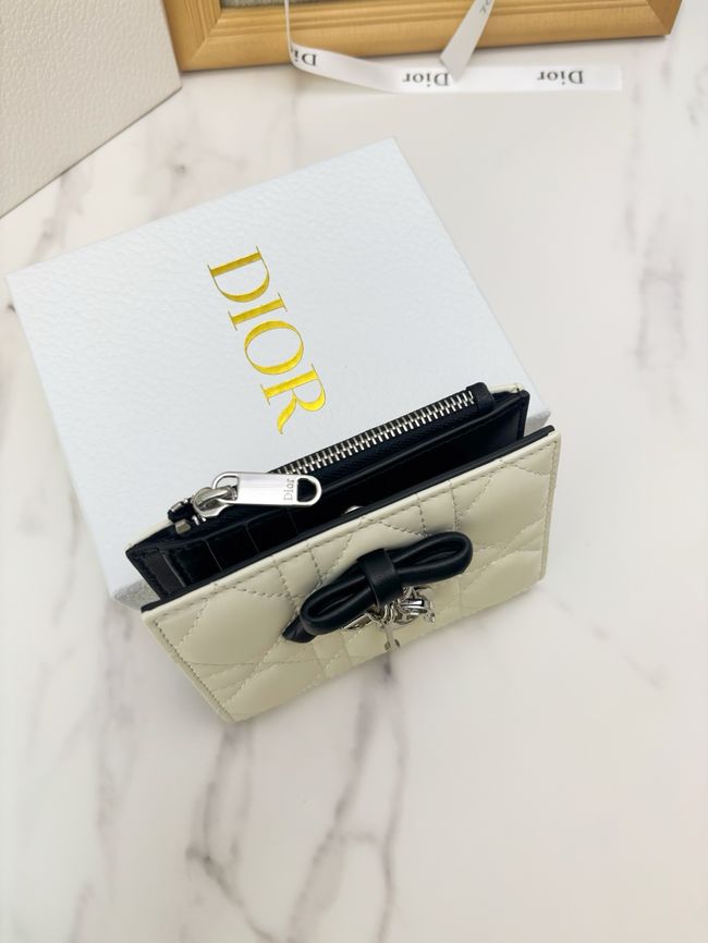 Lady Dior Dahlia Wallet Craie Cannage Lambskin S2065-4