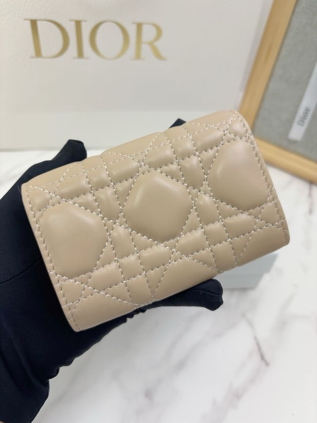 Lady Dior card holder Craie Cannage Lambskin S2067-1