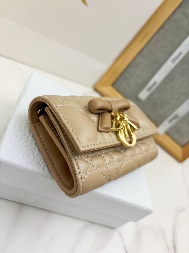 Lady Dior card holder Craie Cannage Lambskin S2067-1