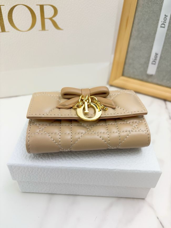 Lady Dior card holder Craie Cannage Lambskin S2067-1