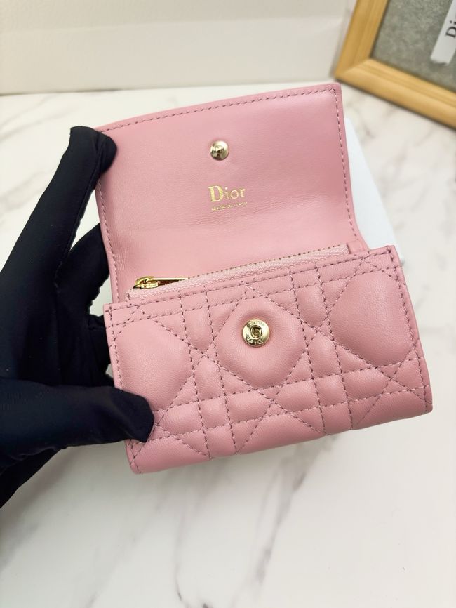 Lady Dior card holder Craie Cannage Lambskin S2067-2