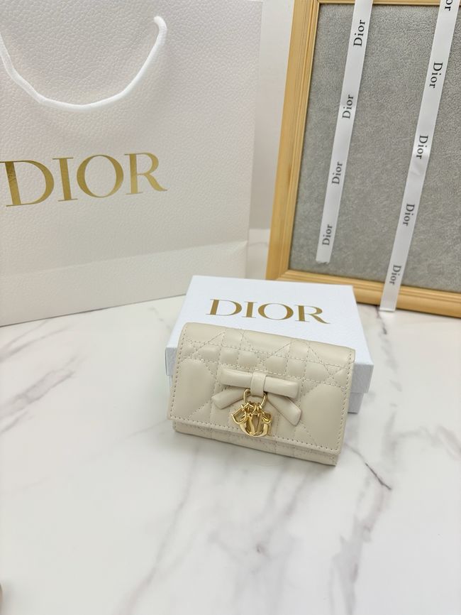 Lady Dior Dahlia card holder Craie Cannage Lambskin S2067-4