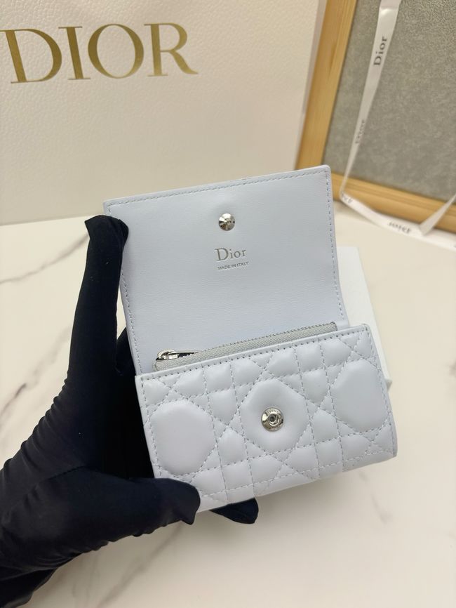 Lady Dior Dahlia card holder Craie Cannage Lambskin S2067-7