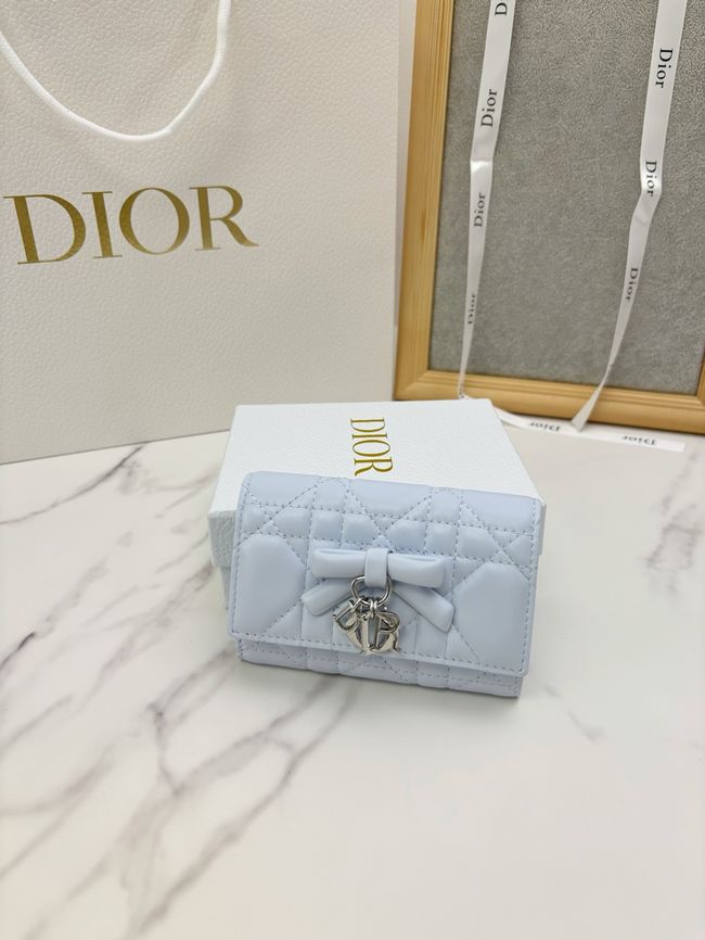 Lady Dior Dahlia card holder Craie Cannage Lambskin S2067-7