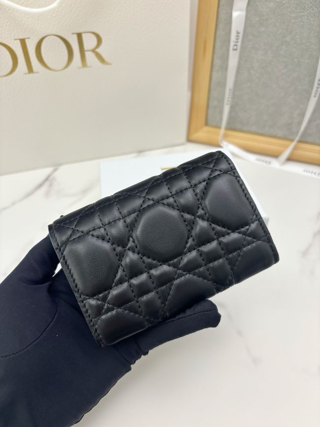 Lady Dior Dahlia card holder Craie Cannage Lambskin S2067-9
