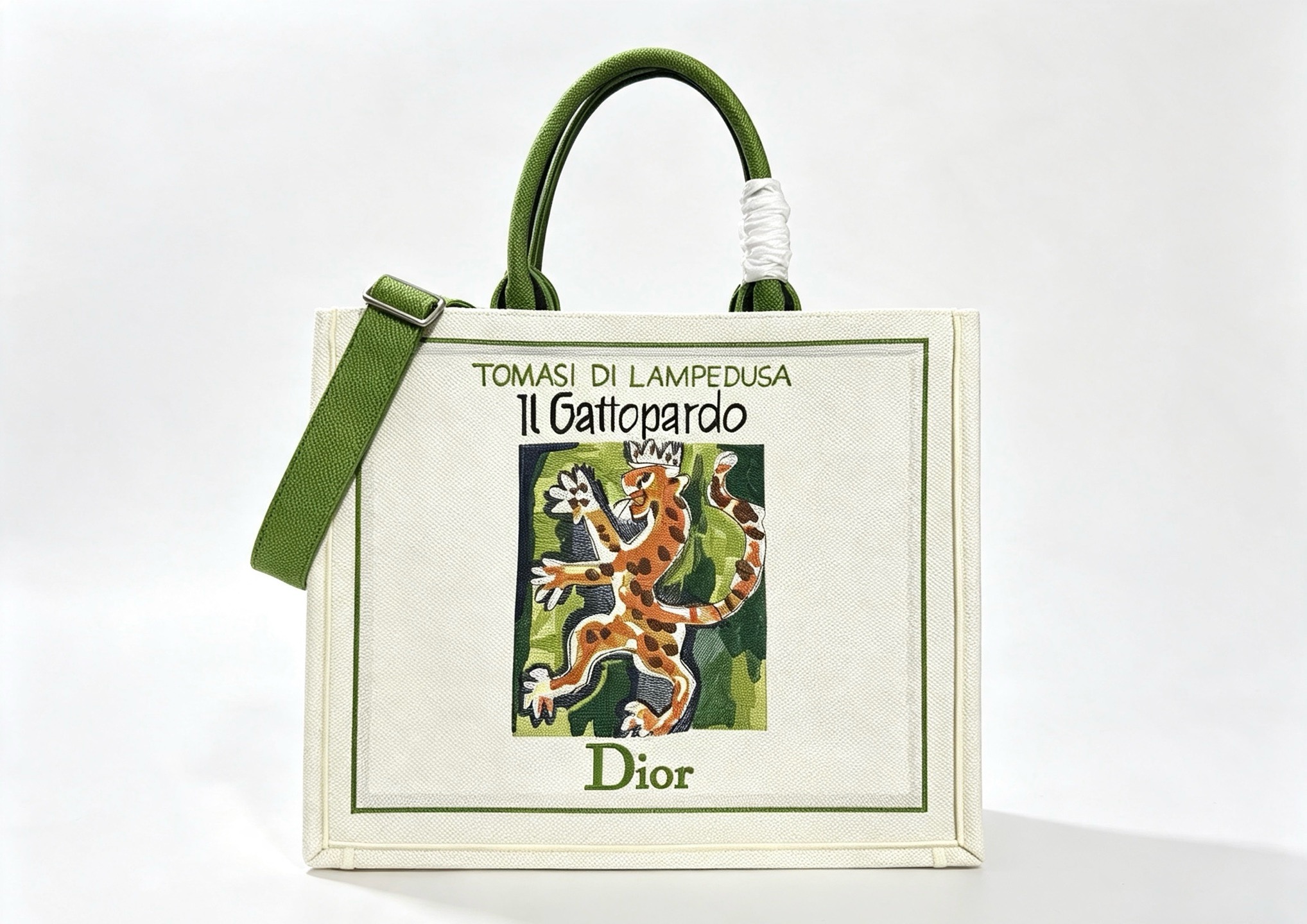 Large Dior Book Tote Embroidery M1349OE green
