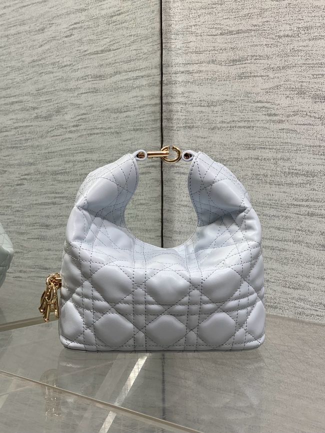 Mini Dior Toujours Hobo Bag Cannage Lambskin M2868O ice blue