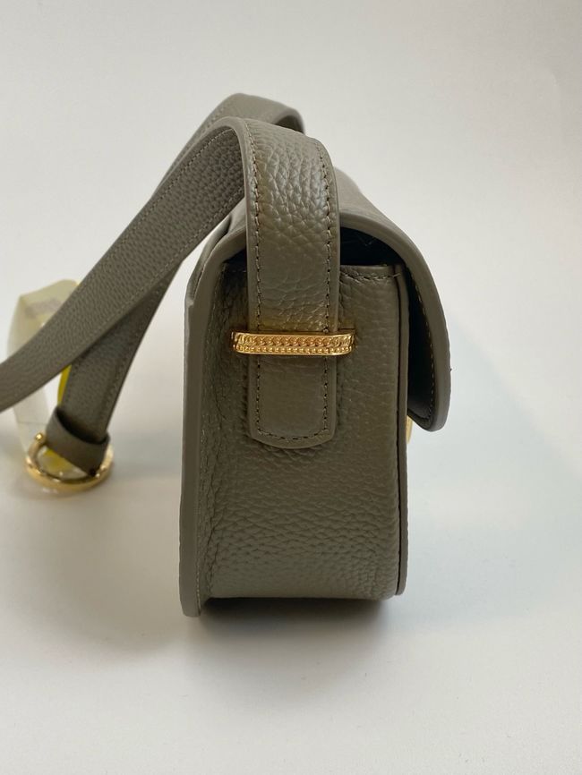 Small Dior Medaillon Flap Bag Grained Calfskin M3919Q Khaki