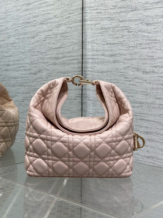 Small Dior Toujours Hobo Bag Cannage Lambskin M2867O Ballet Pink