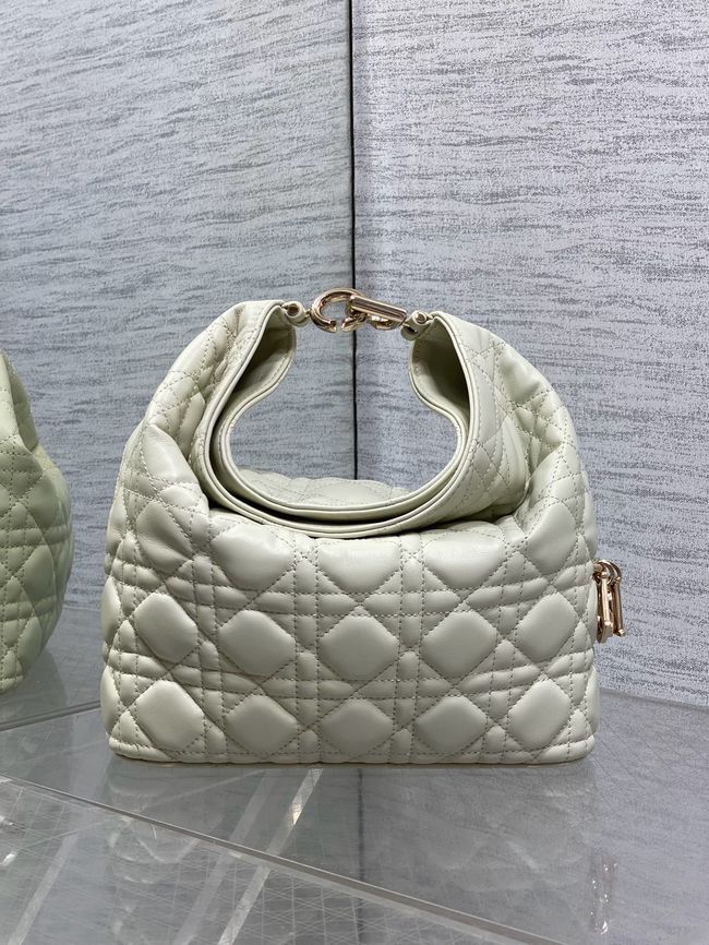 Small Dior Toujours Hobo Bag Cannage Lambskin M2867O Ivory