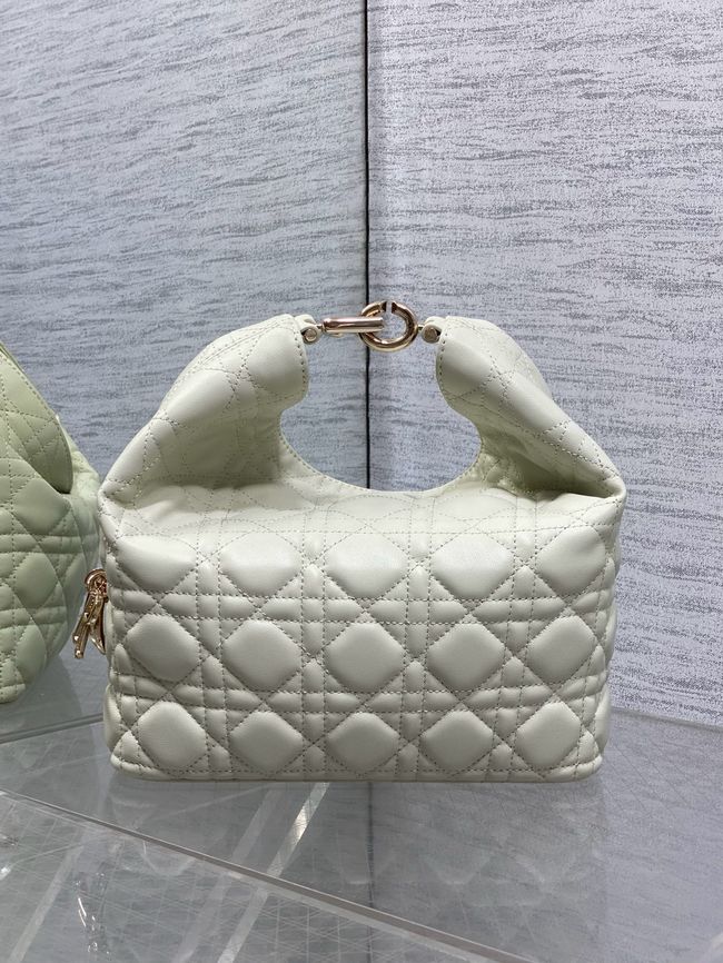 Small Dior Toujours Hobo Bag Cannage Lambskin M2867O Ivory