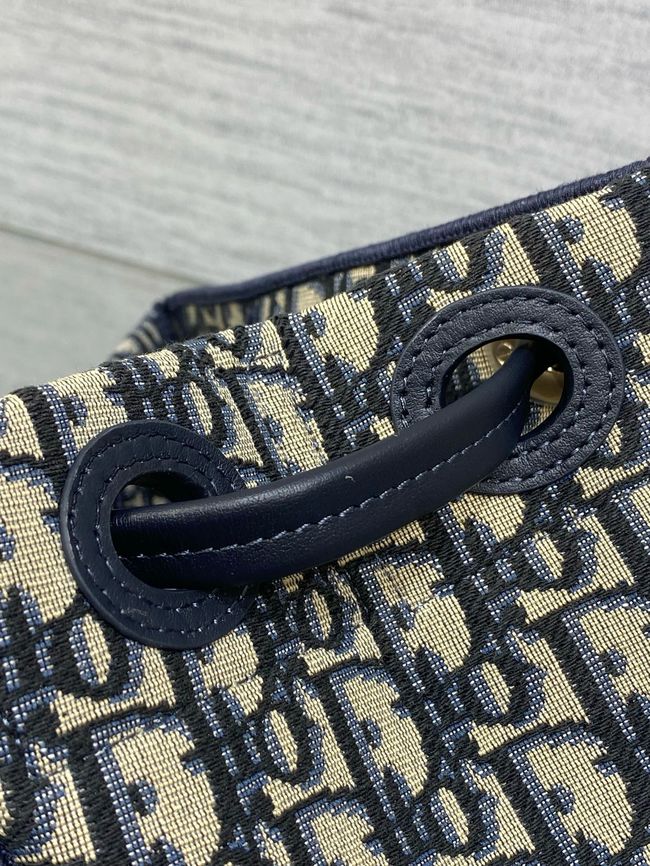 Small Dior Promenade Shopping Bag Blue Dior Oblique Jacquard M1410OT