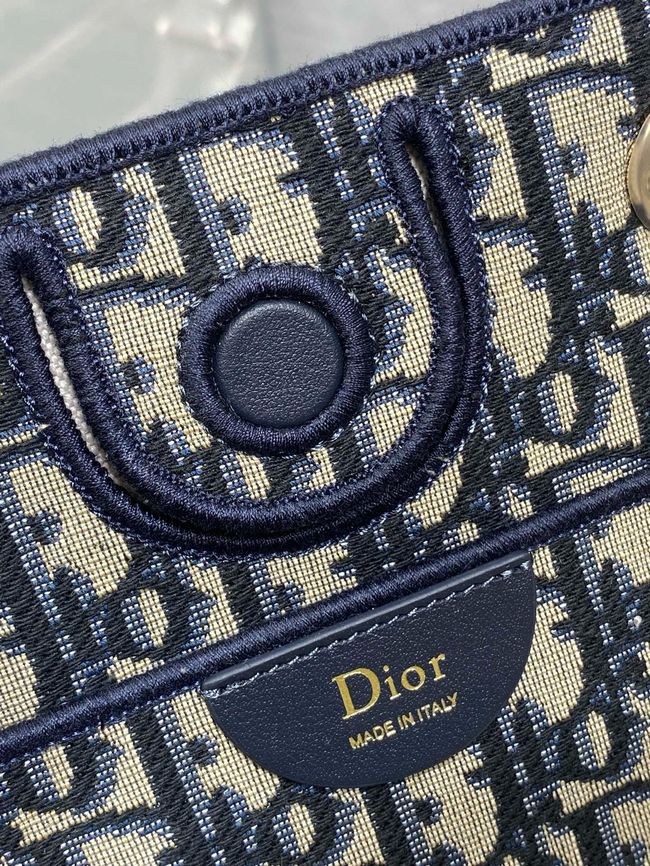 Small Dior Promenade Shopping Bag Blue Dior Oblique Jacquard M1410OT