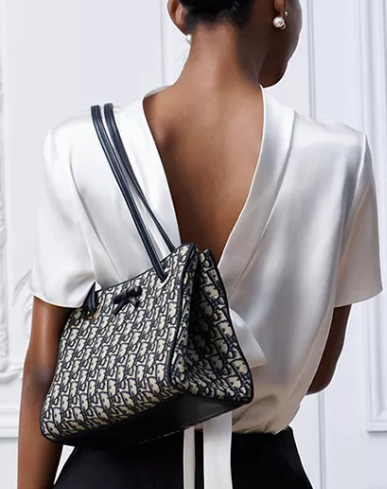 Small Dior Promenade Shopping Bag Blue Dior Oblique Jacquard M1410OT