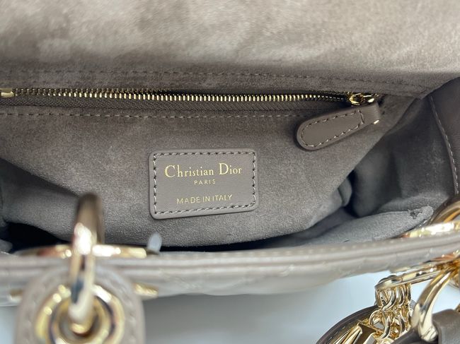 Small Lady Dior Bag with Strap Cannage Lambskin M0531OU dark gray