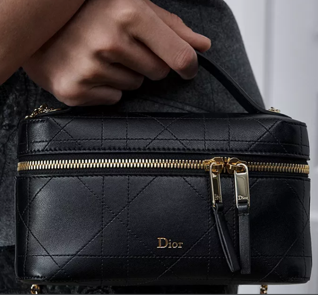Dior Trianon Soft Vanity Mini Bag Flat Macrocannage Lambskin S4613OS black