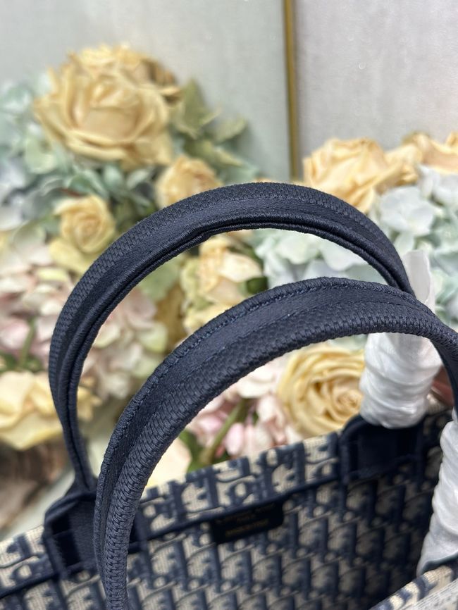 Medium Dior Book Tote with Strap Oblique Embroidery M1354PE-3