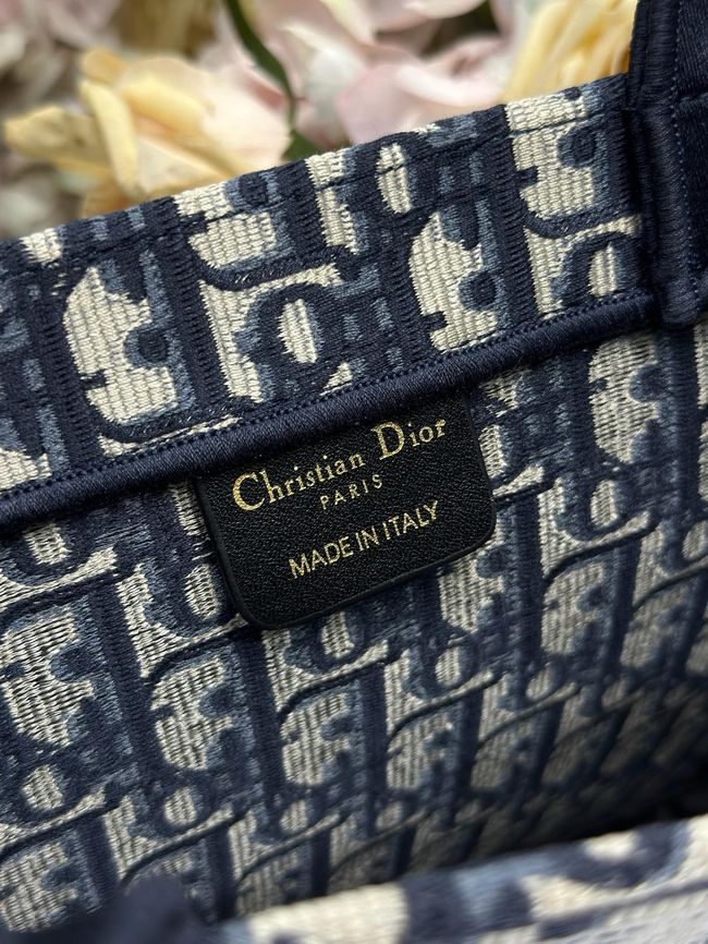Medium Dior Book Tote with Strap Oblique Embroidery M1354PE-7