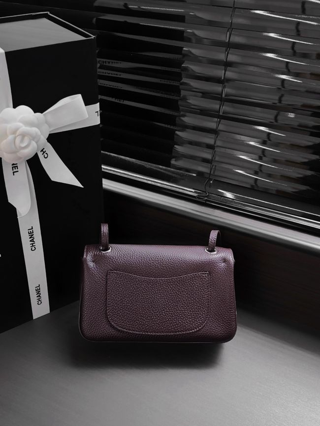 Chanel Mini Flap Bag AS6573 burgundy&Silver-Tone Metal