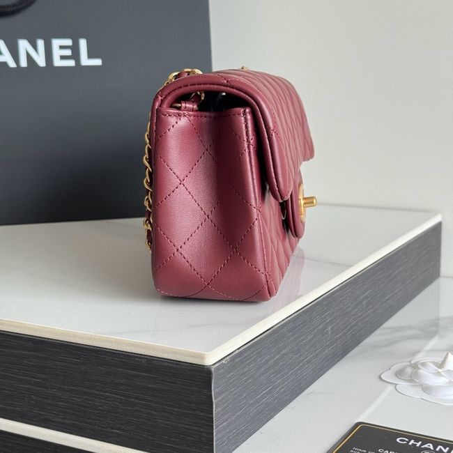 Chanel SMALL FLAP BAG sheepskin AS1787 burgundy