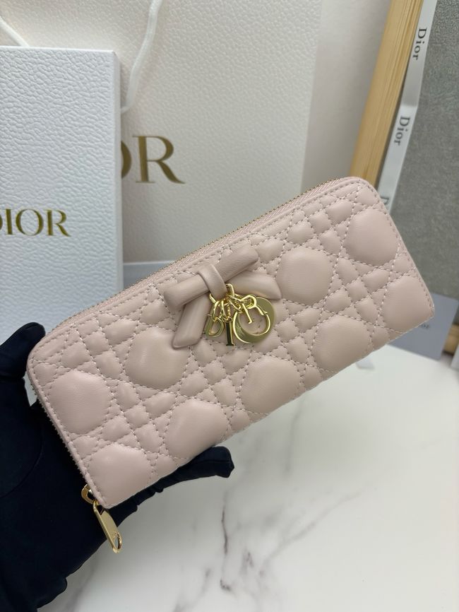 LADY DIOR LOTUS WALLET CANNAGE LAMBSKIN S2600 light pink
