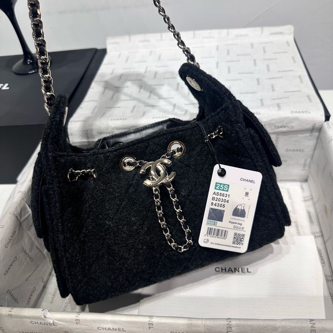CHANEL 25 Mini Handbag Felt AS5631 Dark Gray