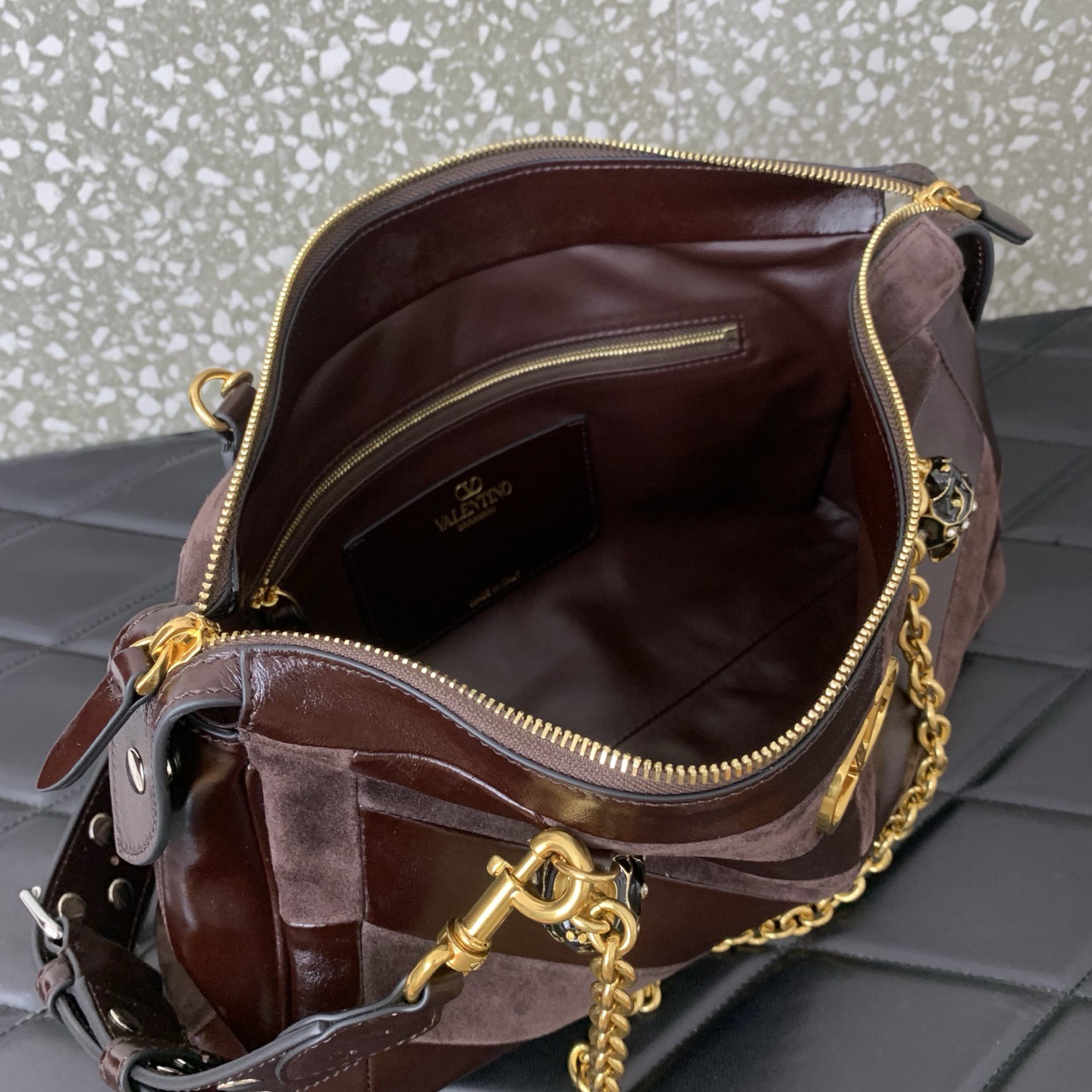 VALENTINO PANTHEA lambskin bag WB0S70 dark brown