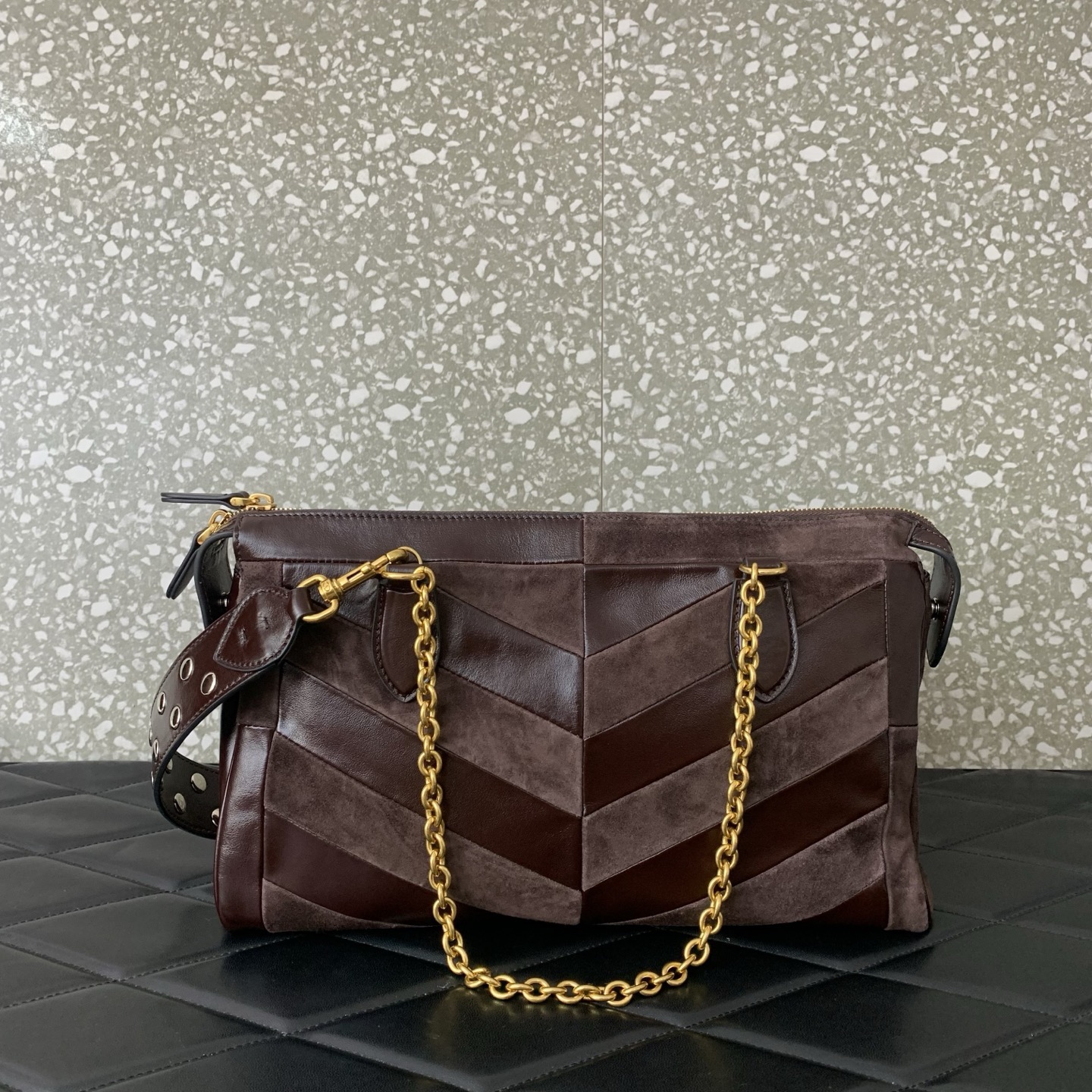 VALENTINO PANTHEA lambskin bag WB0S70 dark brown
