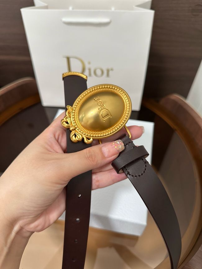 Dior Medaillon Belt Smooth Calfskin 25 MM B1022Q coffee