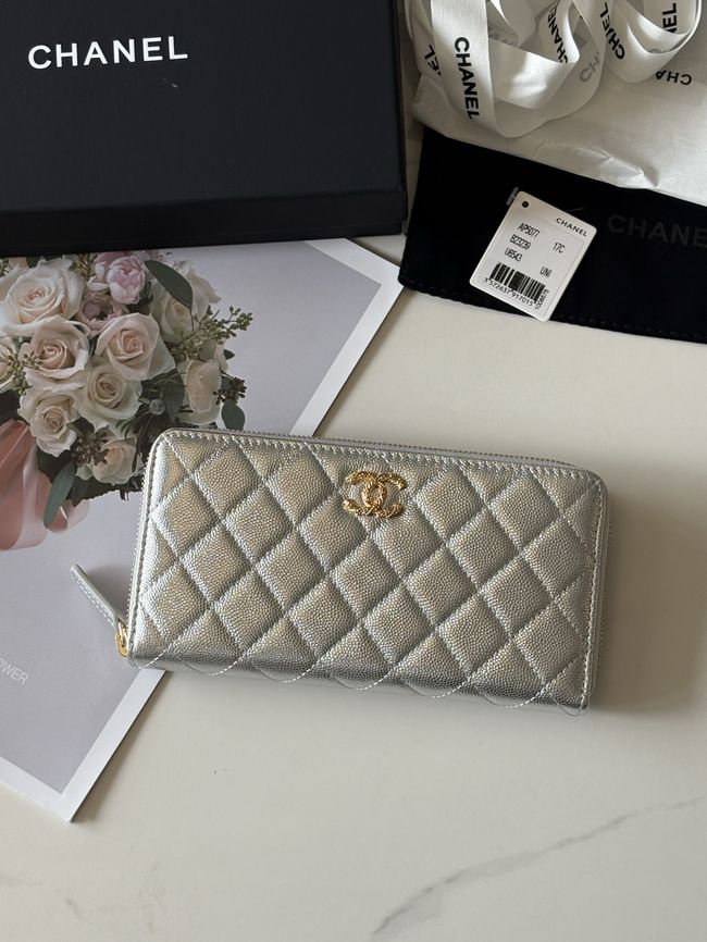 Chanel Classic Zipped Wallet AP5077 Silvery