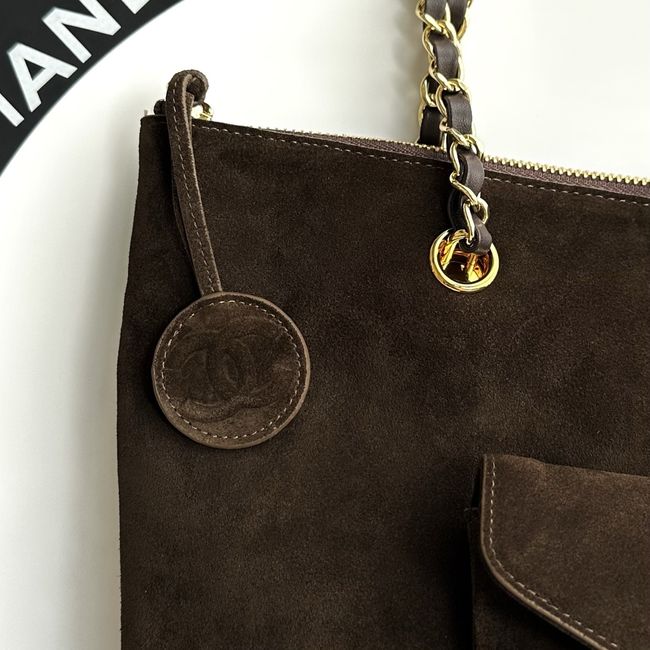 Chanel Shopping Bag Suede AS6483 Dark brown