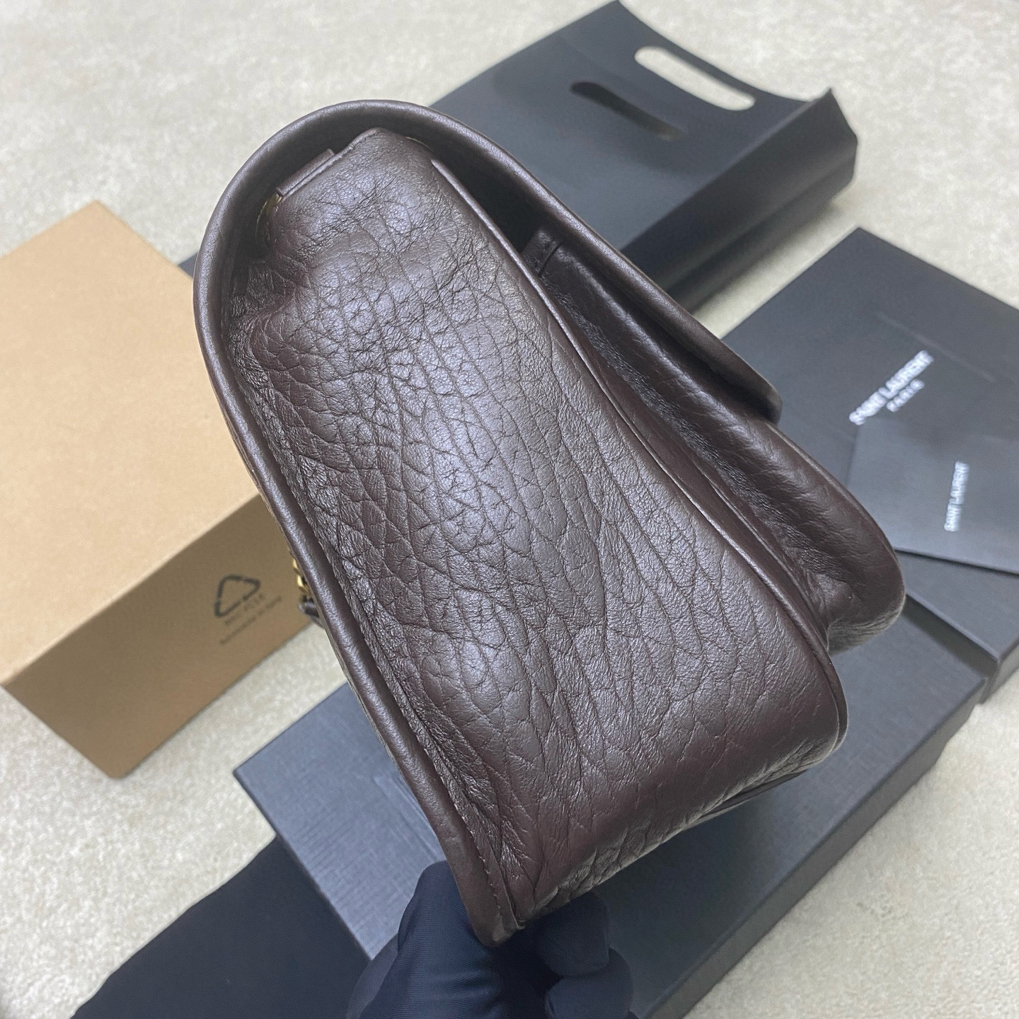 Saint Laurent NIKI MEDIUM IN GRAINED LAMBSKIN 633178 coffee red