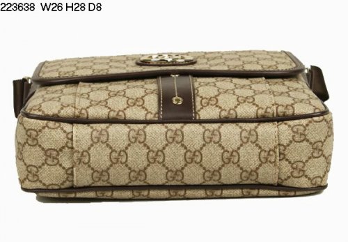 Gucci GG PVC tracolla in pelle 223638 Caffè Nuovo