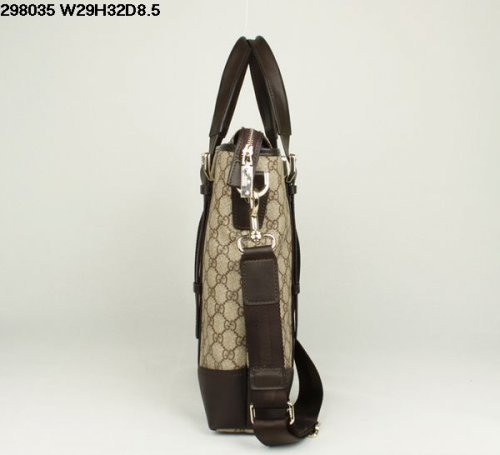 Gucci 298035 Tessuto con Leather Tote Bag Marrone Caffè
